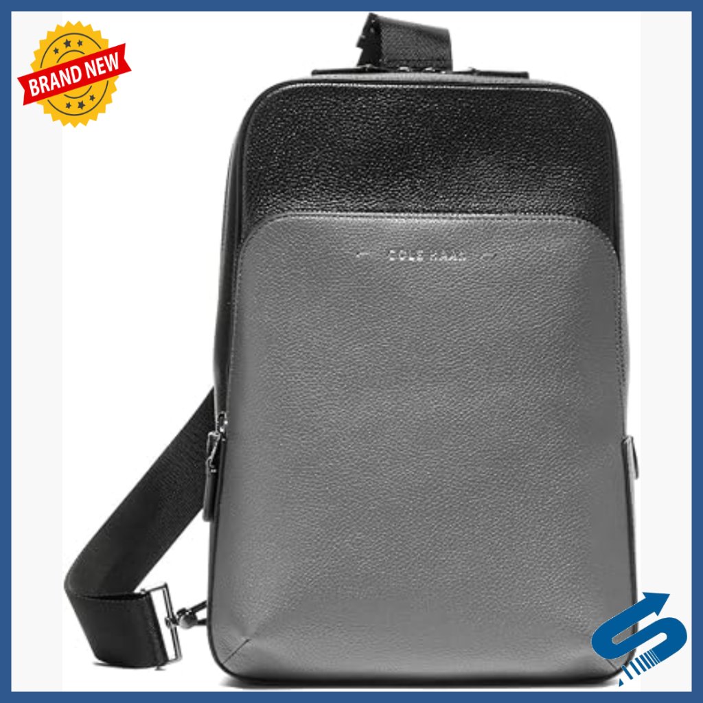 Leather Crossbody Sling Bag With Mesh Back Panel, Adjustable Strap